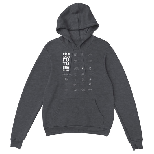 Classic Unisex Pullover Hoodie: The Fast Future Blur Icons
